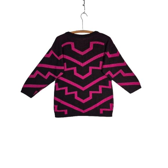 BRISTOL COURT Vintage 90s Geometric, Knitted, LONG Sleeve Top Women's Size M - Picture 4 of 11